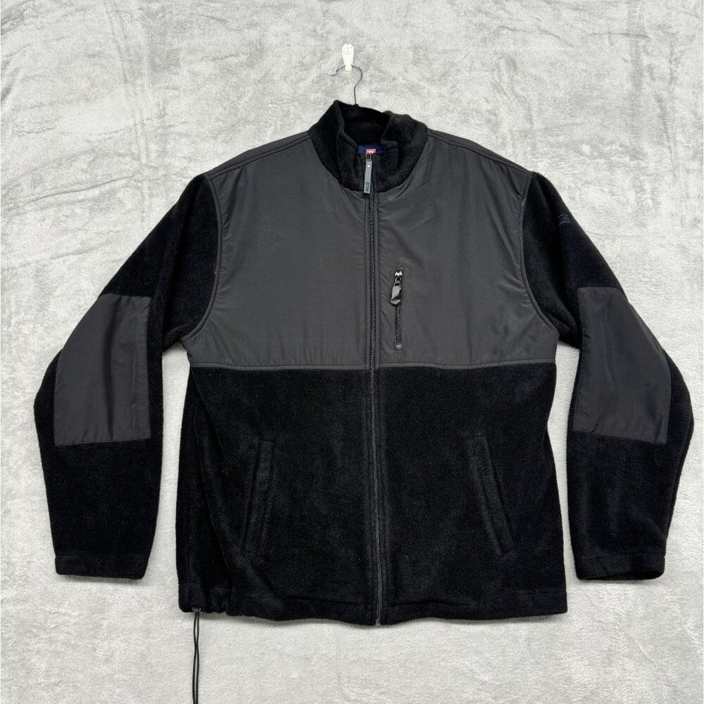 CHAPS FLEECE SOFT SHELL CLASSIC OUTDOOR BLACK LARGE MENS FULL ZIP JACKET